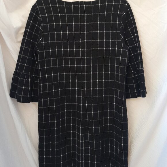 Banana Republic Black Plaid 3/4 Bell Sleeve Lined Dress - Picture 8 of 8